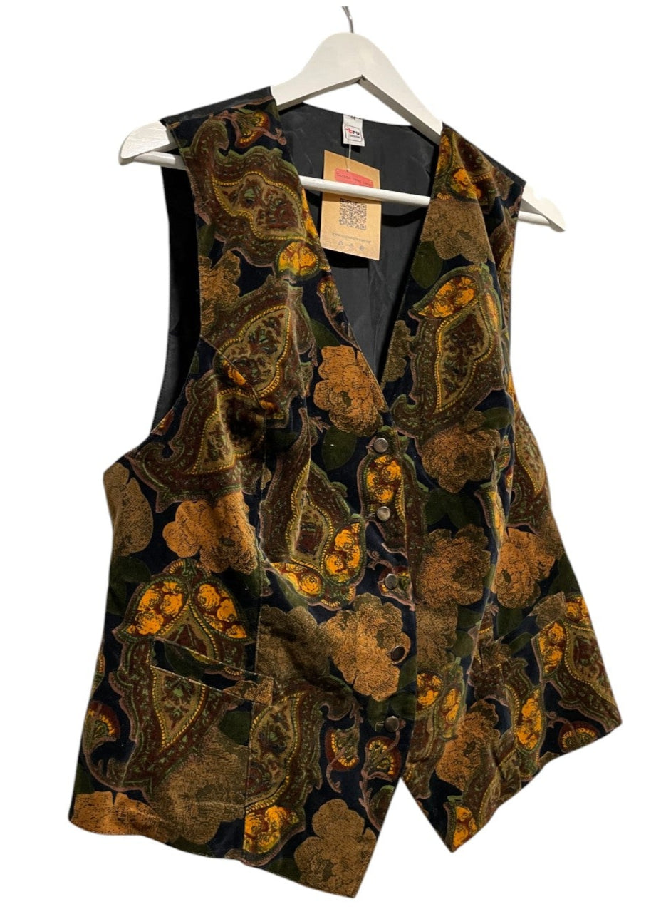 Vintage Γυναικείο Εμπριμέ Γιλέκο TRU BLOUSE σε Γήινα Χρώματα (Large)