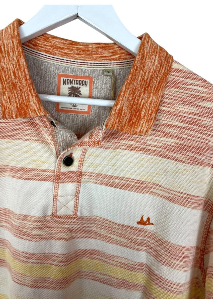 Ανδρική Μπλούζα - T-Shirt Polo Style MANTARAY σε Μπεζ/Πορτοκαλί Χρώμα (Large)