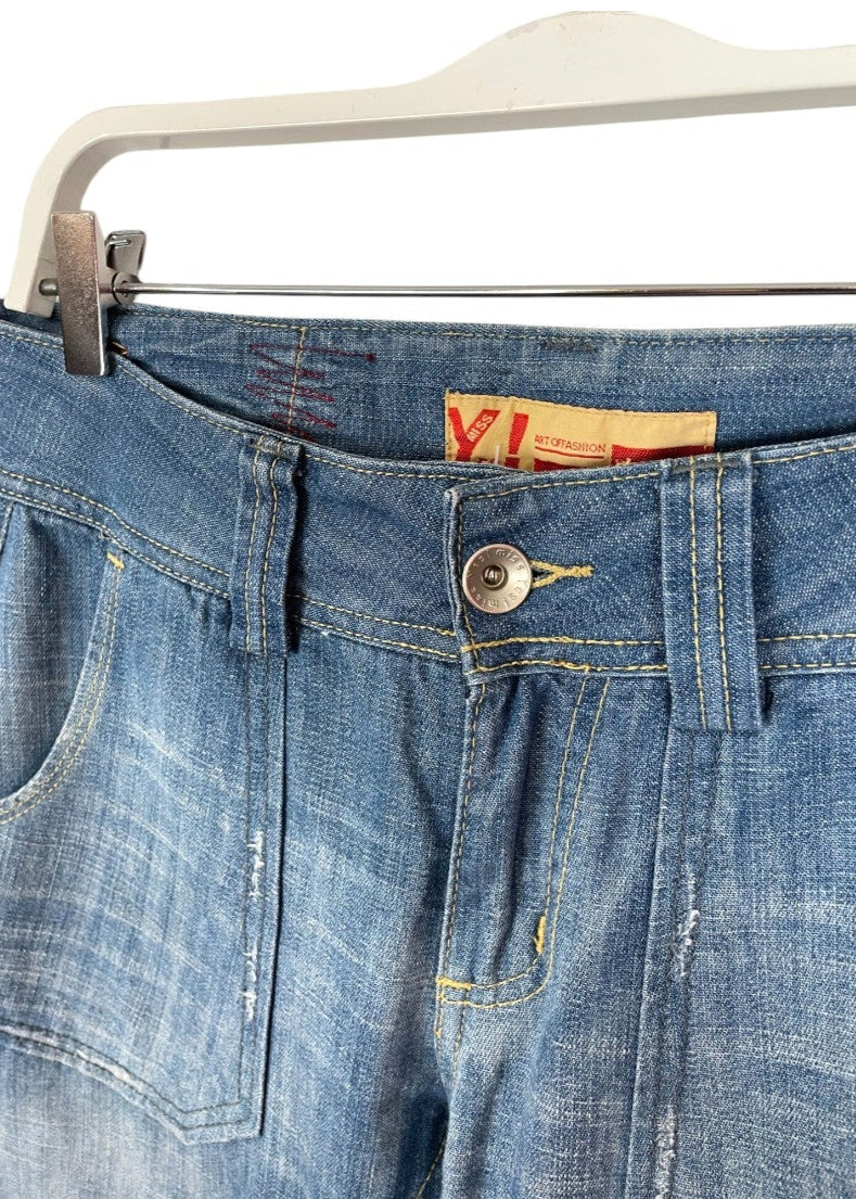 Vintage, Γυναικείο Τζιν Παντελόνι YESS MISS σε Ξεχωριασμένο Denim (Medium-No 29)