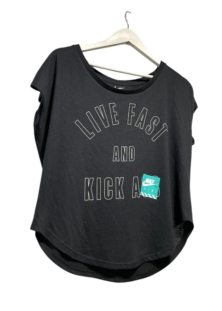 Αθλητική Κοντομάνικη Γυναικεία Μπλούζα - T-Shirt NIKE σε Μαύρο χρώμα (Medium)