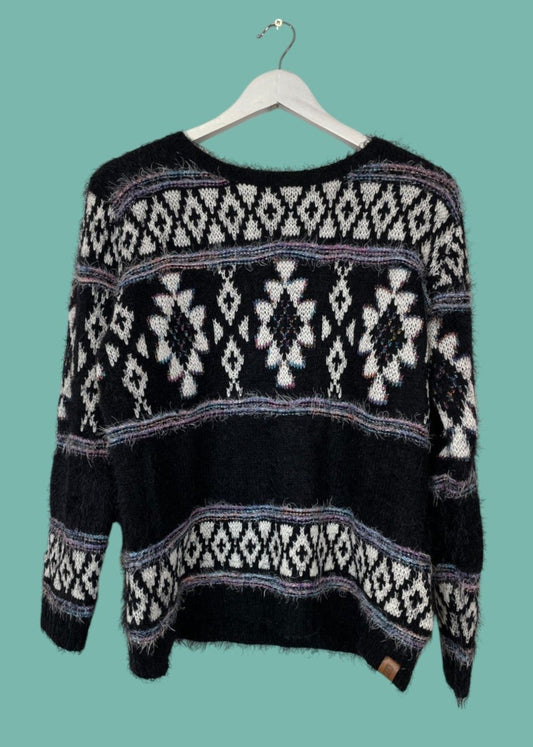 Γυναικεία Πλεκτή Μπλούζα/Πουλόβερ FIORA BLUE σε Μαύρο Χρώμα (Large)