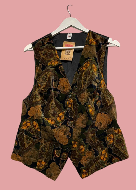 Vintage Γυναικείο Εμπριμέ Γιλέκο TRU BLOUSE σε Γήινα Χρώματα (Large)