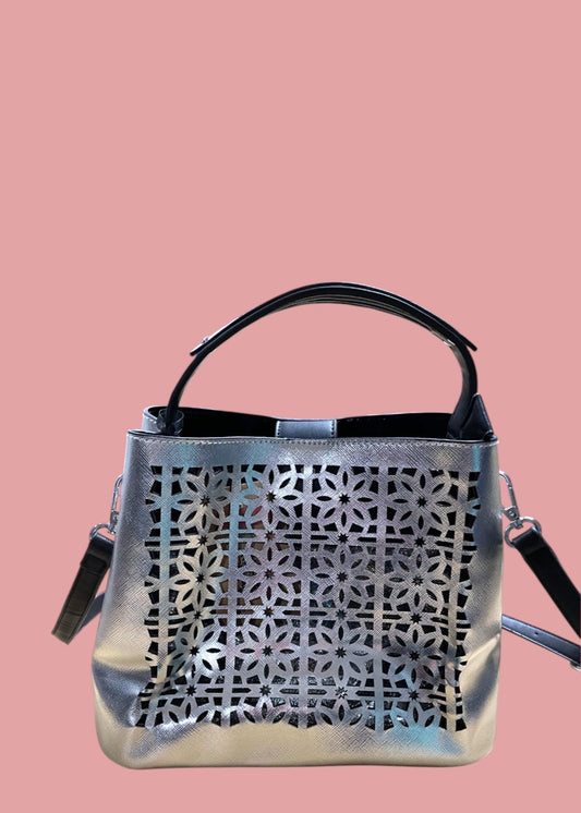 Γυναικεία Τσάντα Ώμου/Χειρός CHIC & PRETTY σε Ασημί χρώμα
