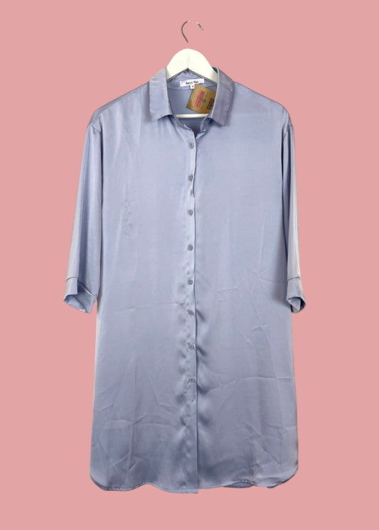 Σατέν, Μακρύ Γυναικείο Πουκάμισο SWEET MISS σε Λιλά Χρώμα (Small)