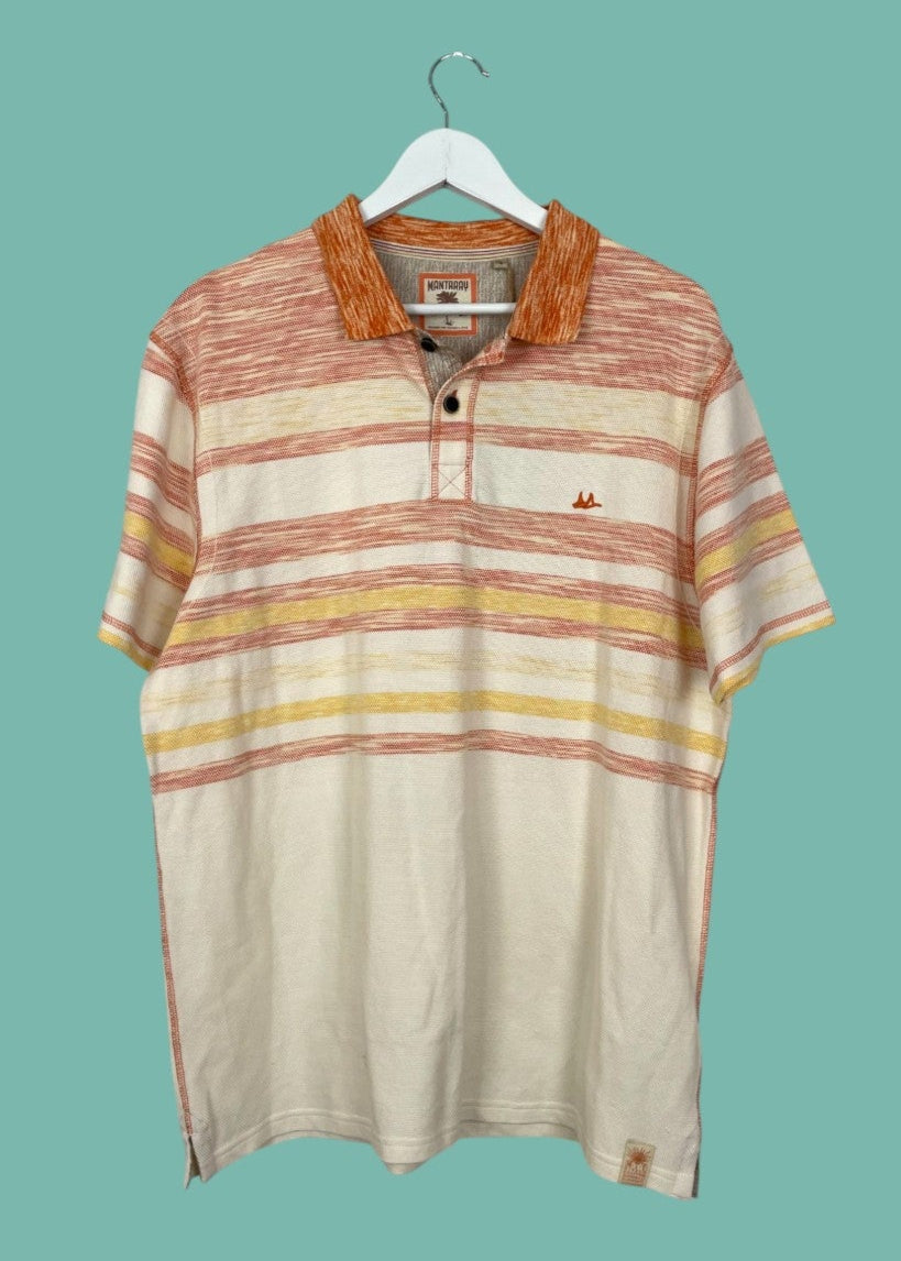 Ανδρική Μπλούζα - T-Shirt Polo Style MANTARAY σε Μπεζ/Πορτοκαλί Χρώμα (Large)