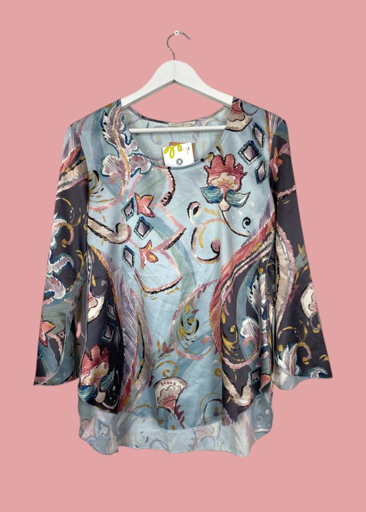 Εμπριμέ Γυναικεία Μπλούζα NUMEROPRIMO σε Σιέλ χρώμα (Large)