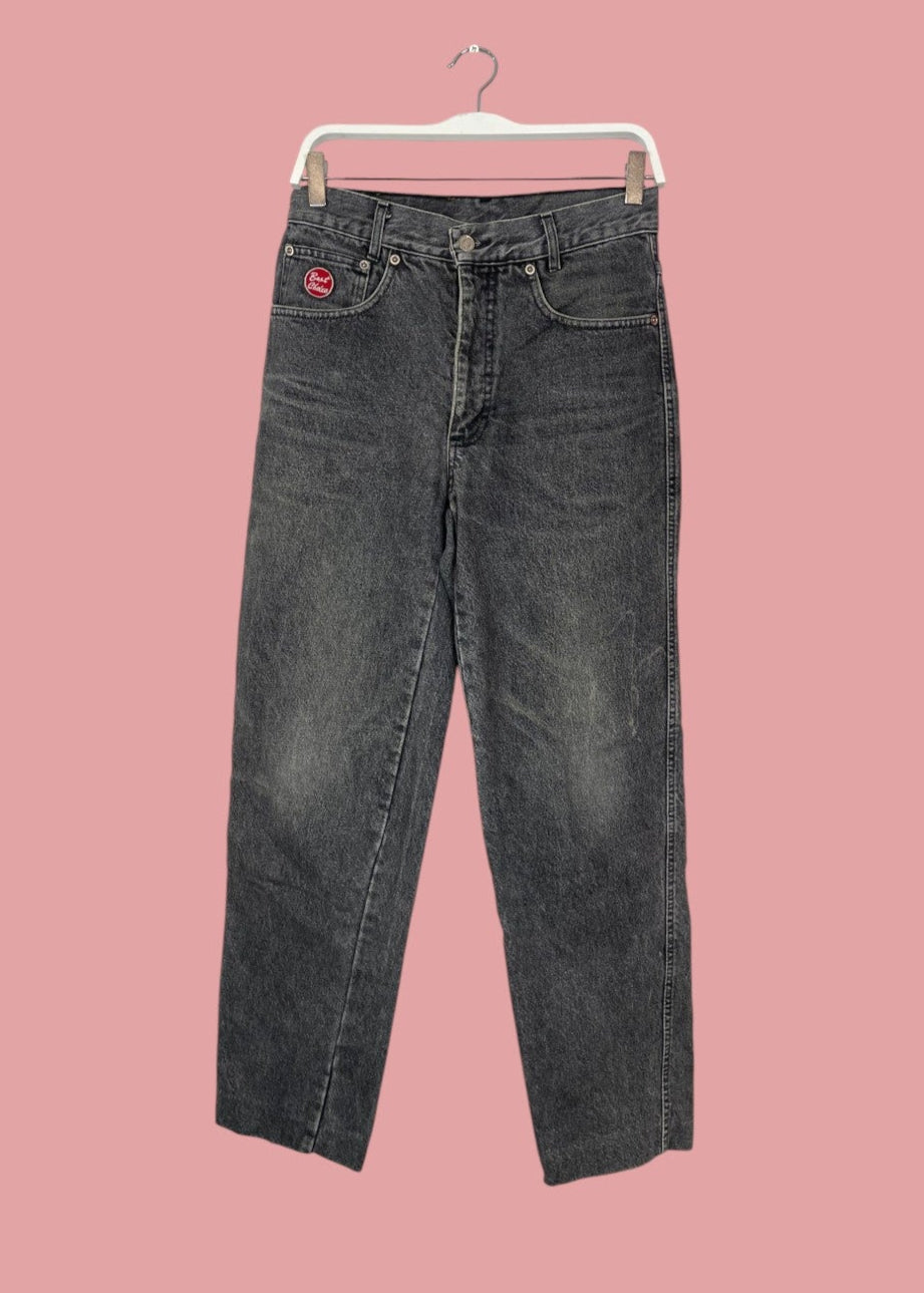 Vintage, Ψηλόμεσο Γυναικείο Τζιν Παντελόνι WAMPUM σε Γκρι Denim (Small)