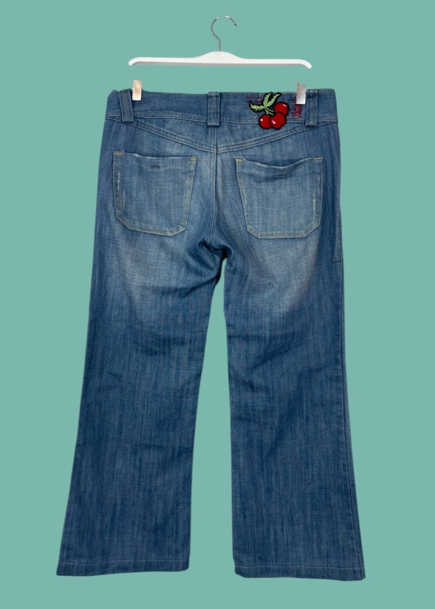 Vintage, Γυναικείο Τζιν Παντελόνι YESS MISS σε Ξεχωριασμένο Denim (Medium-No 29)