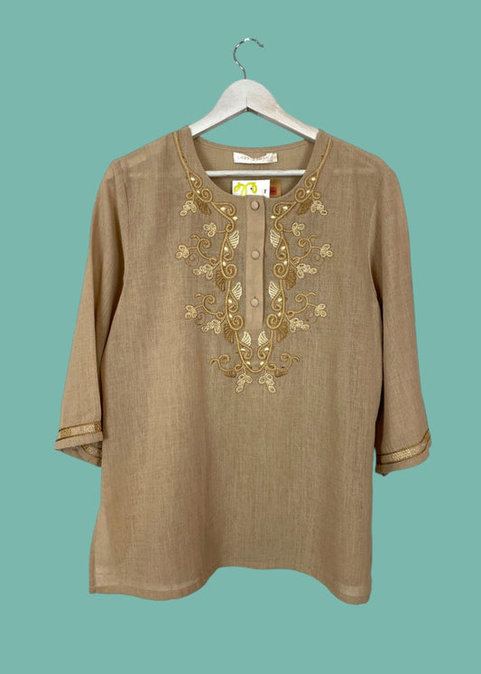 Γυναικεία Μπλούζα LAST WOMAN Luxury στο χρώμα της άμμου (Medium)