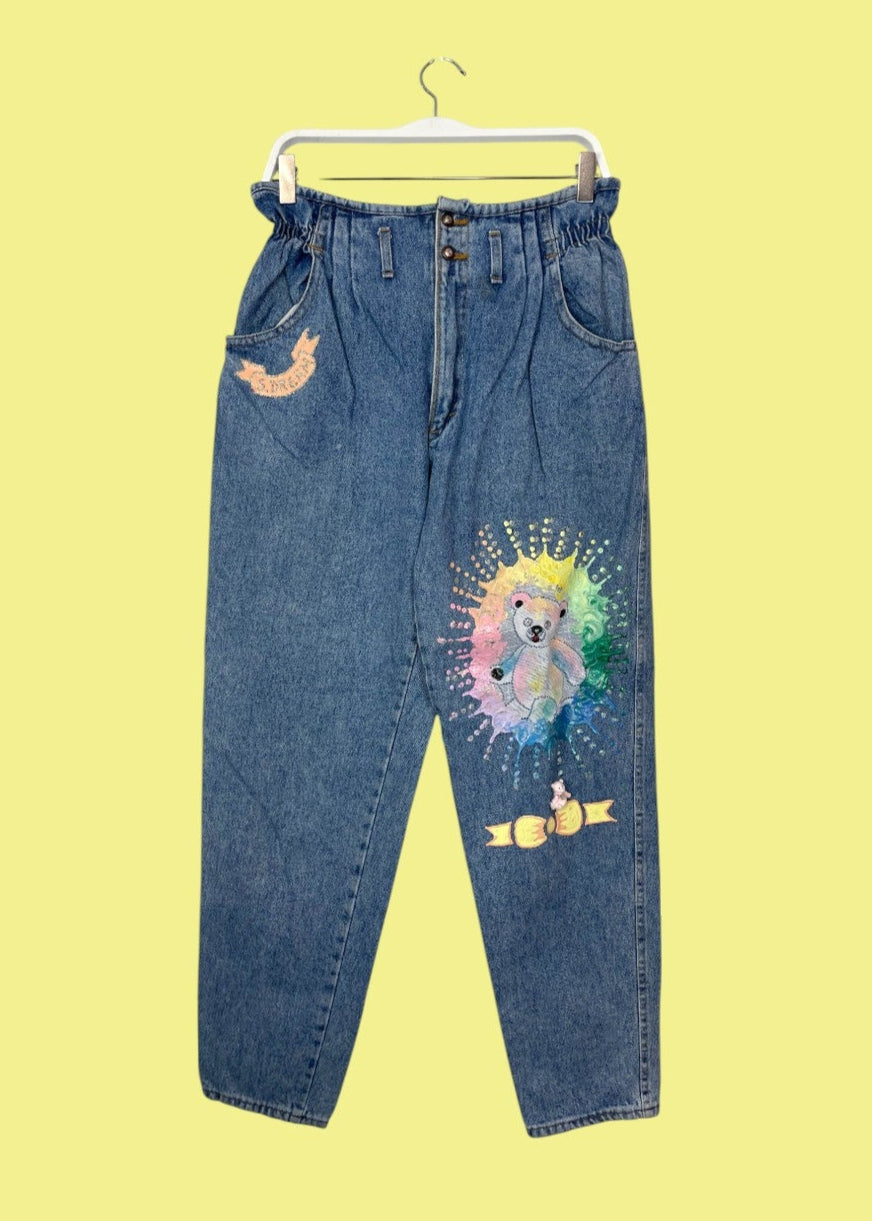 Vintage, Ιταλικό, Γυναικείο Τζιν Παντελόνι EMANUEL & Co σε Ξεθωριασμένο Denim (Medium - 46 (IT))