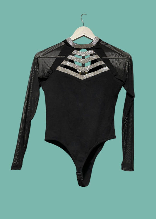 Ελαστικό Κορμάκι με Στρας G & B σε Μαύρο Χρώμα (Small)