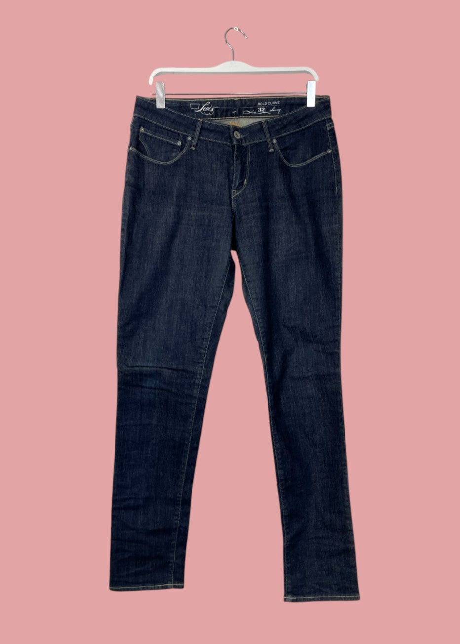 Γυναικείο, ελαστικό Τζιν Παντελόνι LEVI'S Bold Curve σε Σκούρο Μπλε Denim (No 32)