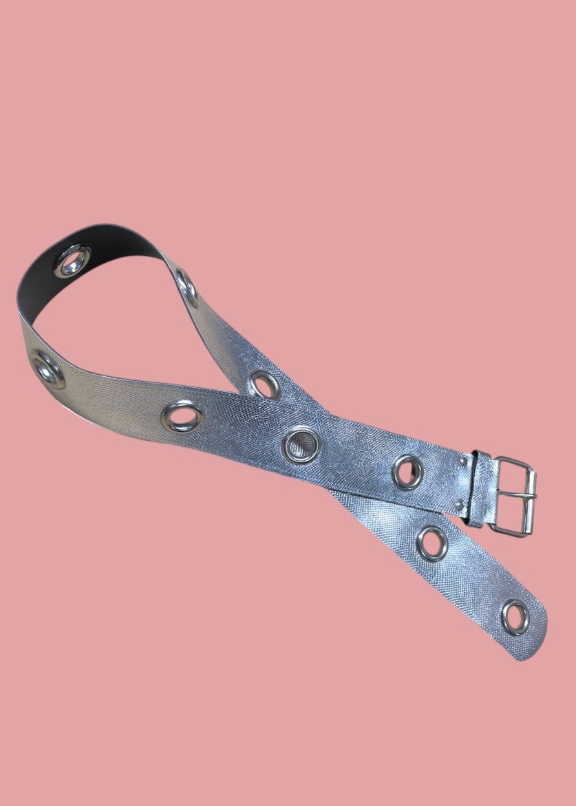 Γυναικεία Ζώνη Δερματίνης σε Ασημί χρώμα