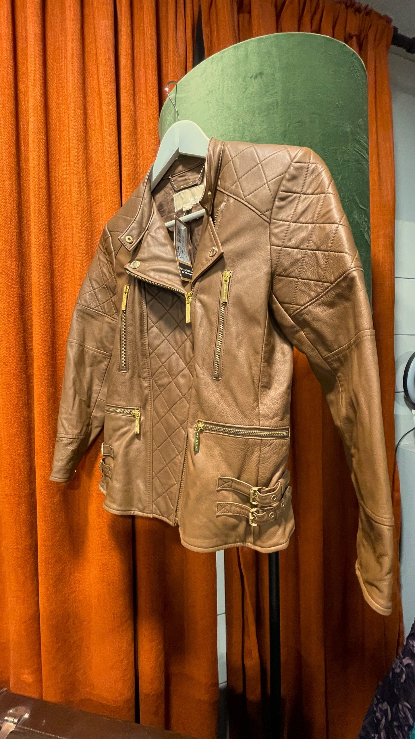 Δερμάτινο Γυναικείο Τζάκετ MICHAEL KORS σε Καφέ χρώμα (XS)