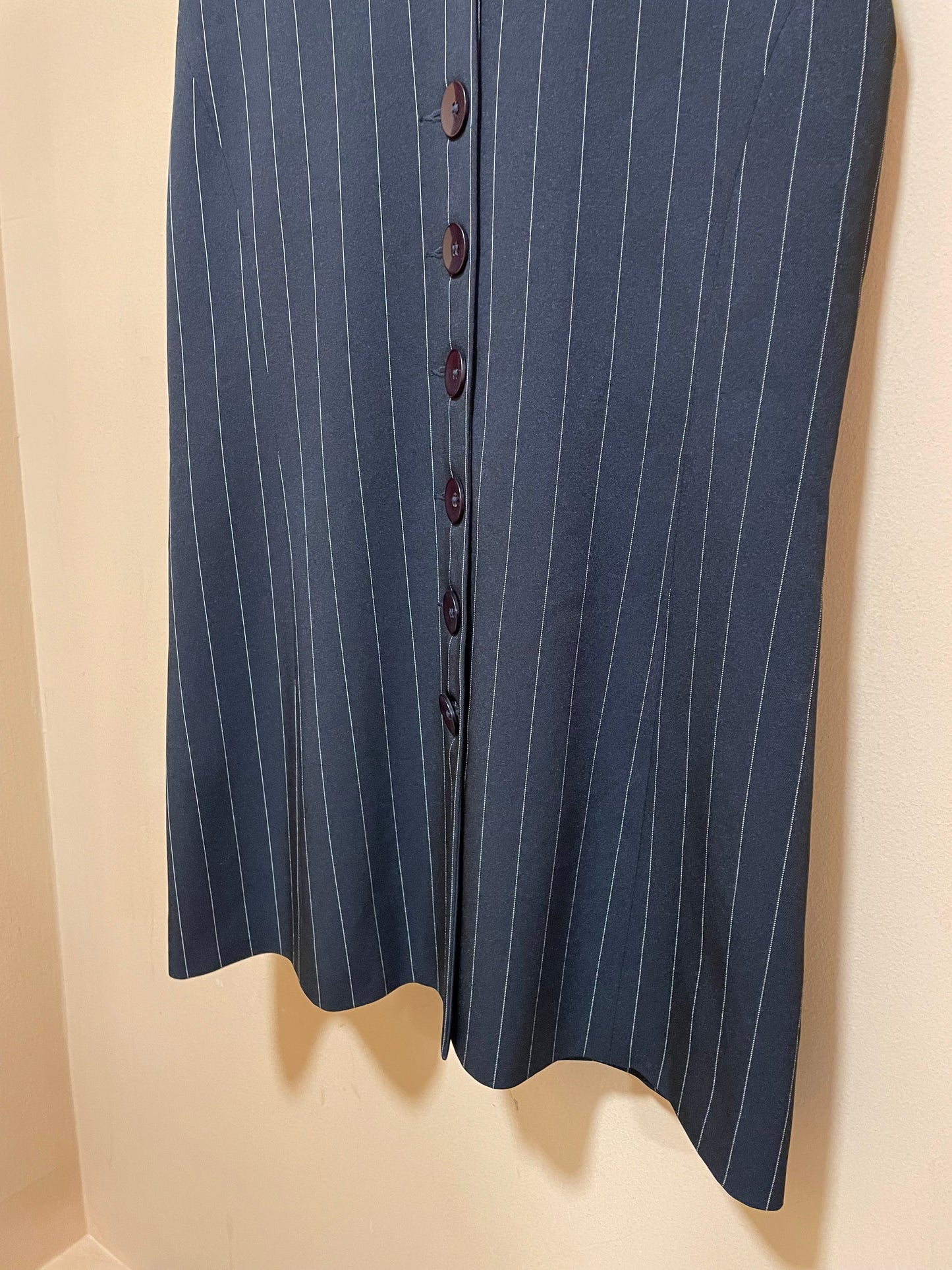 Ιταλικό, Ριγέ, Vintage Γυναικείο Γιλέκο ELITE BLUE σε Μαύρο χρώμα (Άνετο Small)