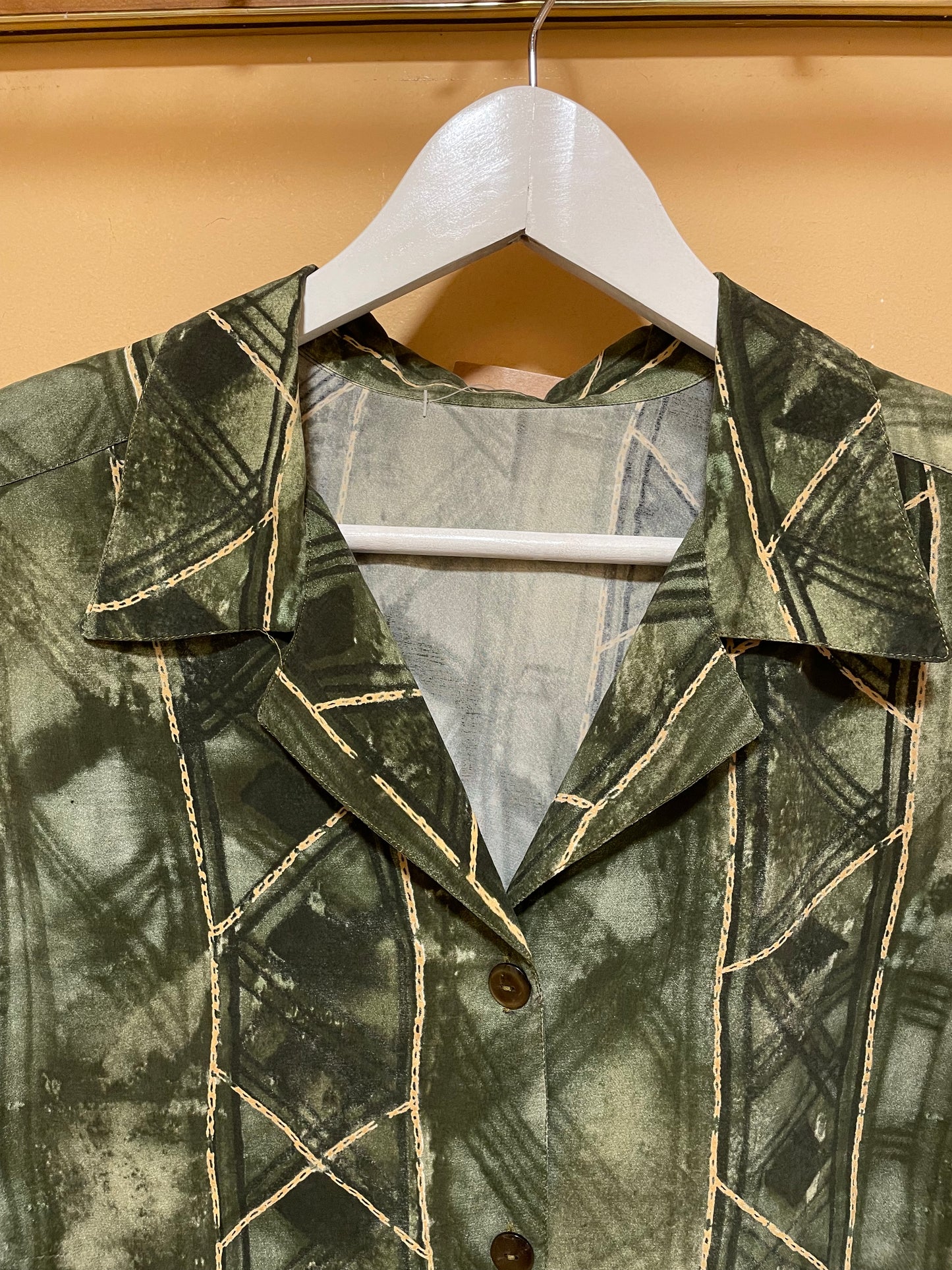 Vintage, Εμπριμέ Γυναικείο Πουκάμισο σε Κυπαρισσί χρώμα (XL)