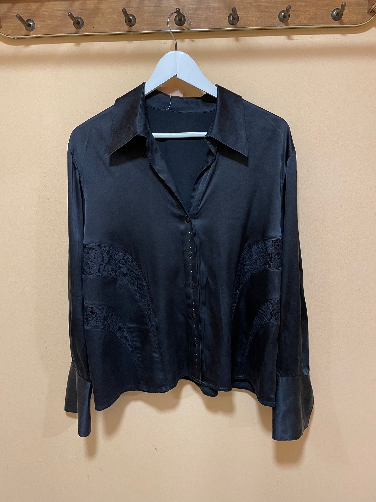 Vintage Γυναικείο Πουκάμισο σε Μαύρο Χρώμα (Άνετο Large)