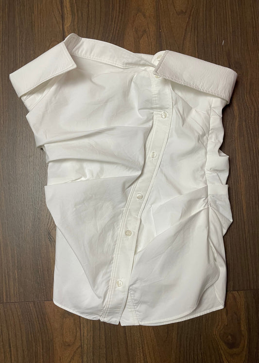 Στράπλες Γυναικεία Μπλούζα ZARA σε Λευκό Χρώμα (Small)