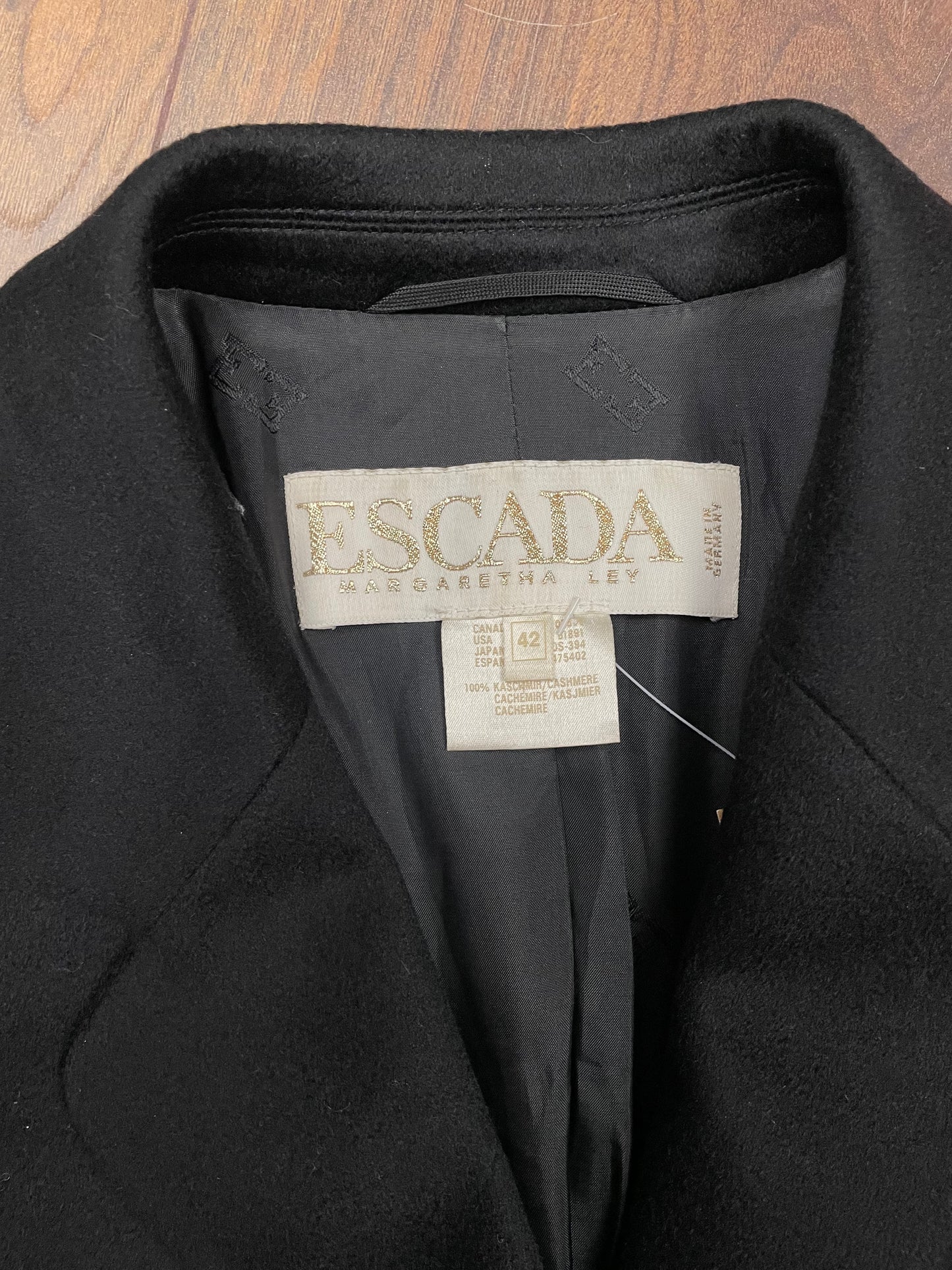 Vintage, Γυναικείο Σακάκι από Κασμίρι ESCADA Margaretha Ley σε Μαύρο χρώμα (Άνετο M)