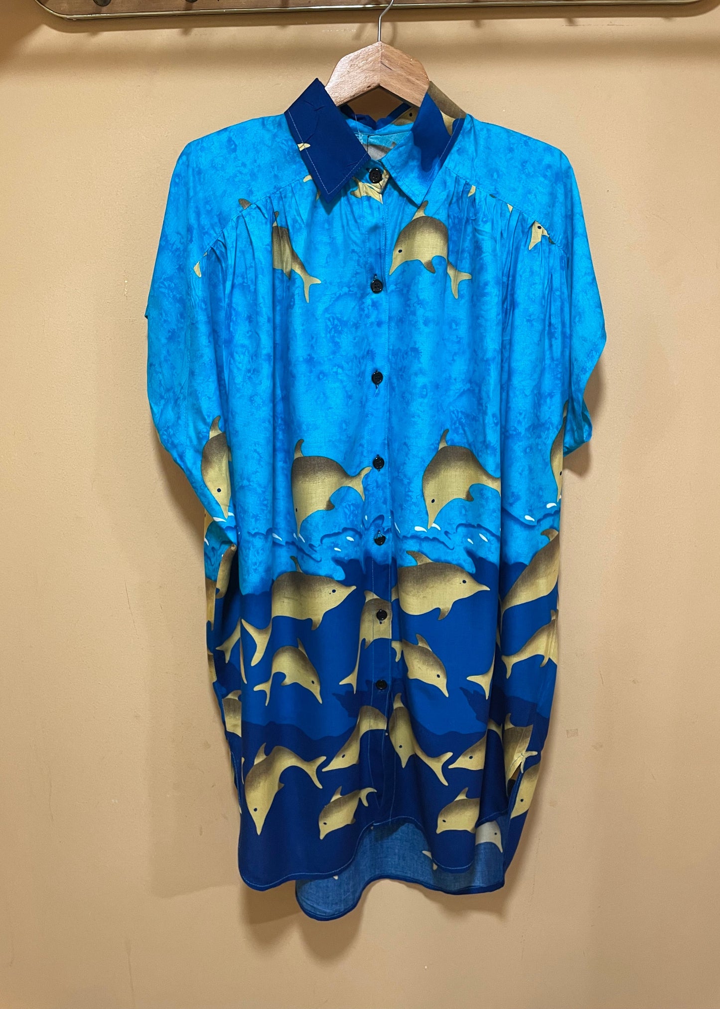 Vintage, Καλοκαιρινό Γυναικείο Πουκάμισο Μπλε χρώματα (2XL)