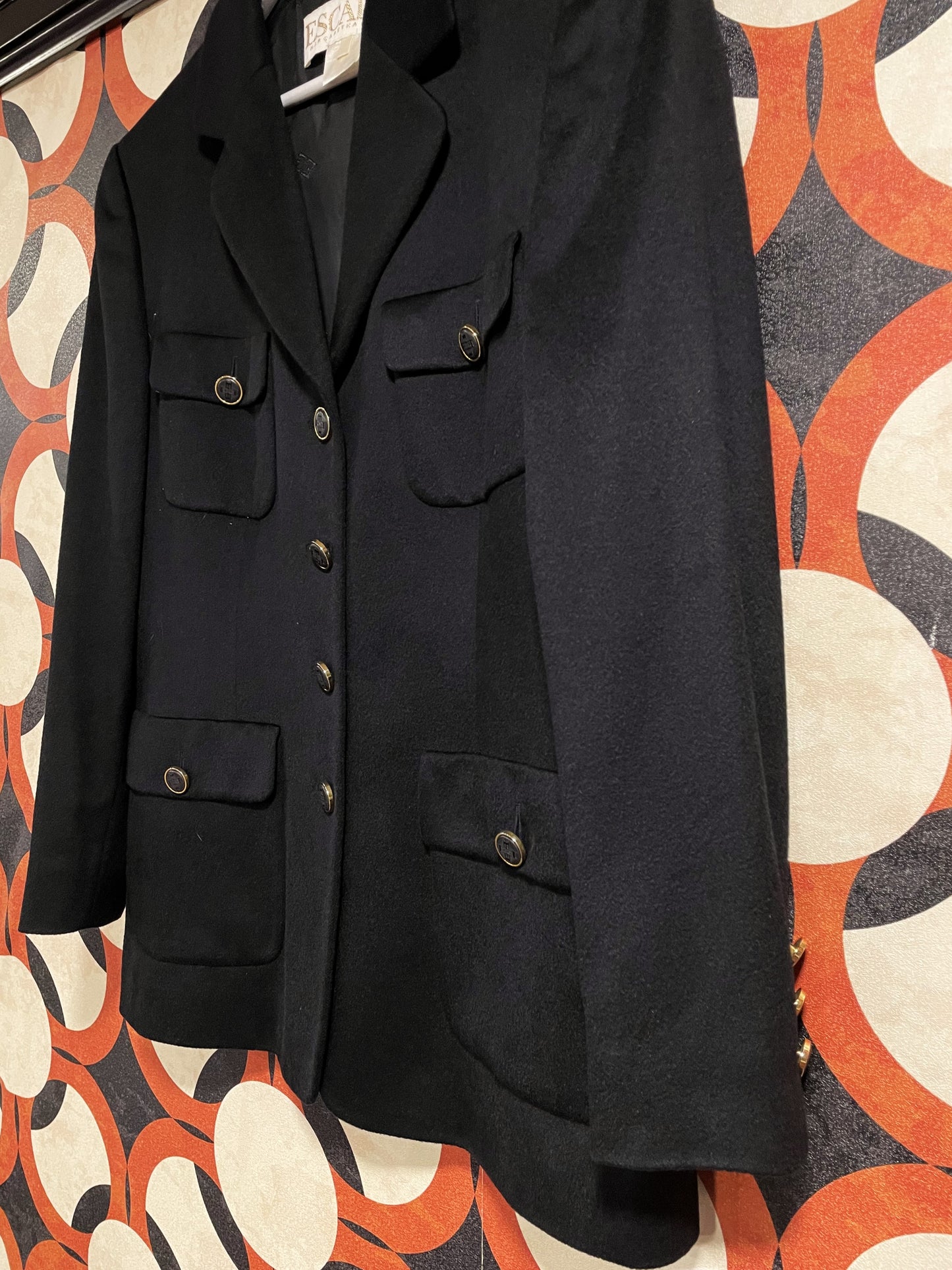 Vintage, Γυναικείο Σακάκι από Κασμίρι ESCADA Margaretha Ley σε Μαύρο χρώμα (Άνετο M)