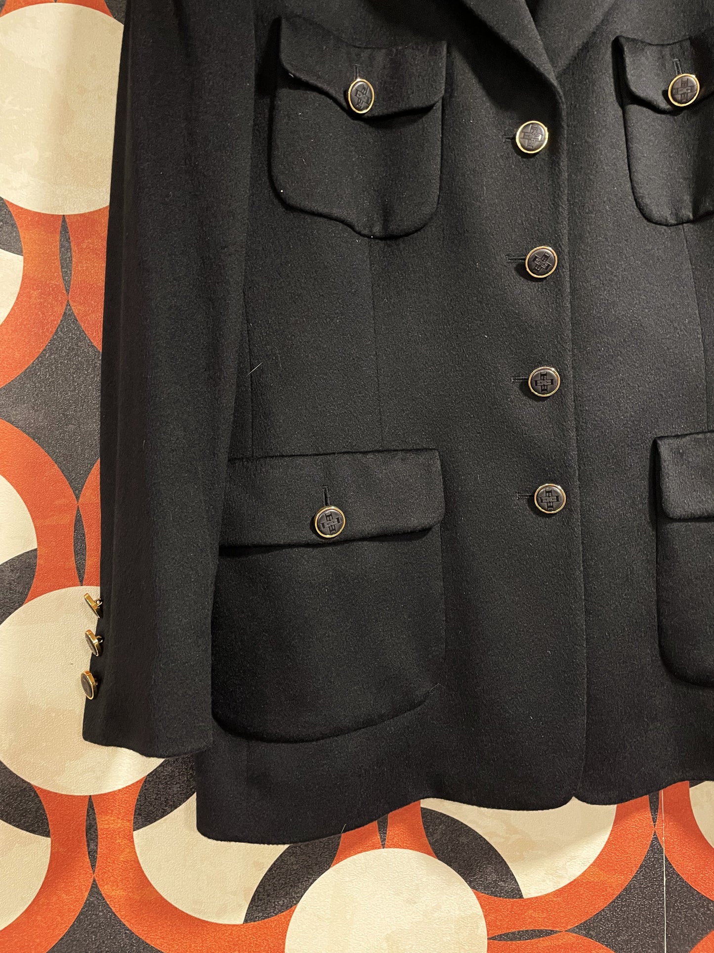 Vintage, Γυναικείο Σακάκι από Κασμίρι ESCADA Margaretha Ley σε Μαύρο χρώμα (Άνετο M)