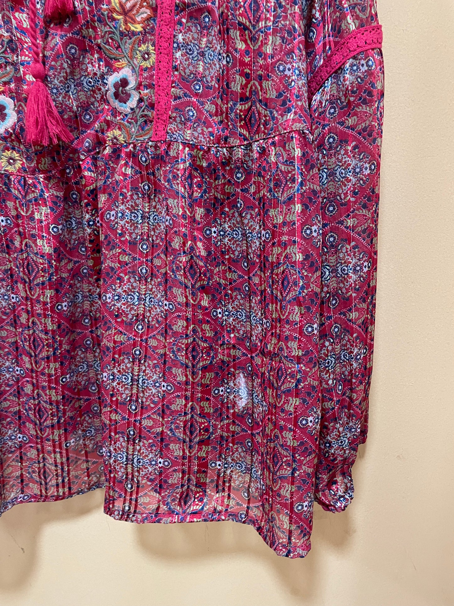 Stock, Boho Γυναικεία Μπλούζα FALMER σε Κερασί Χρώμα (M/L)