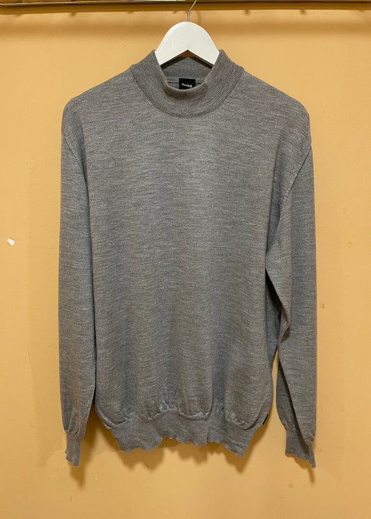 Μάλλινη, Ανδρική Πλεκτή Μπλούζα / Πουλόβερ HUGO BOSS σε Ανοιχτό Γκρι χρώμα (Large)