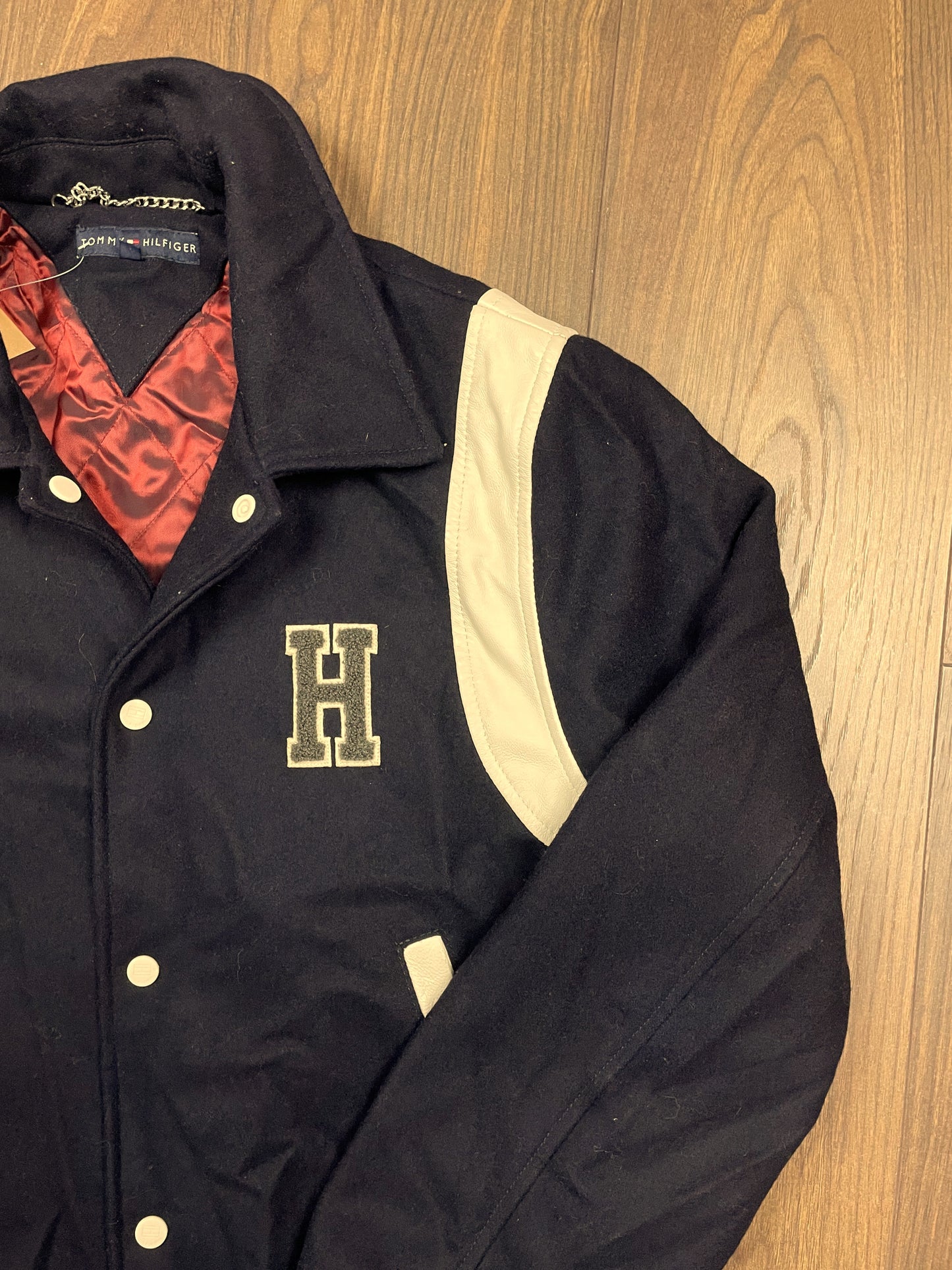 Ανδρικό, Κολλεγιακό Μπουφάν / Τζάκετ TOMMY HILFIGER από Μαλλί και Βισκόζη σε Σκούρο Μπλε χρώμα (Medium)