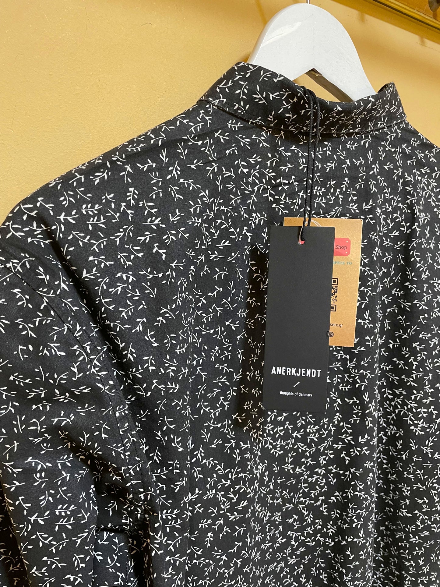 Stock, Εμπριμέ Ανδρικό Πουκάμισο ANERKJENDT σε Μαύρο (Large)