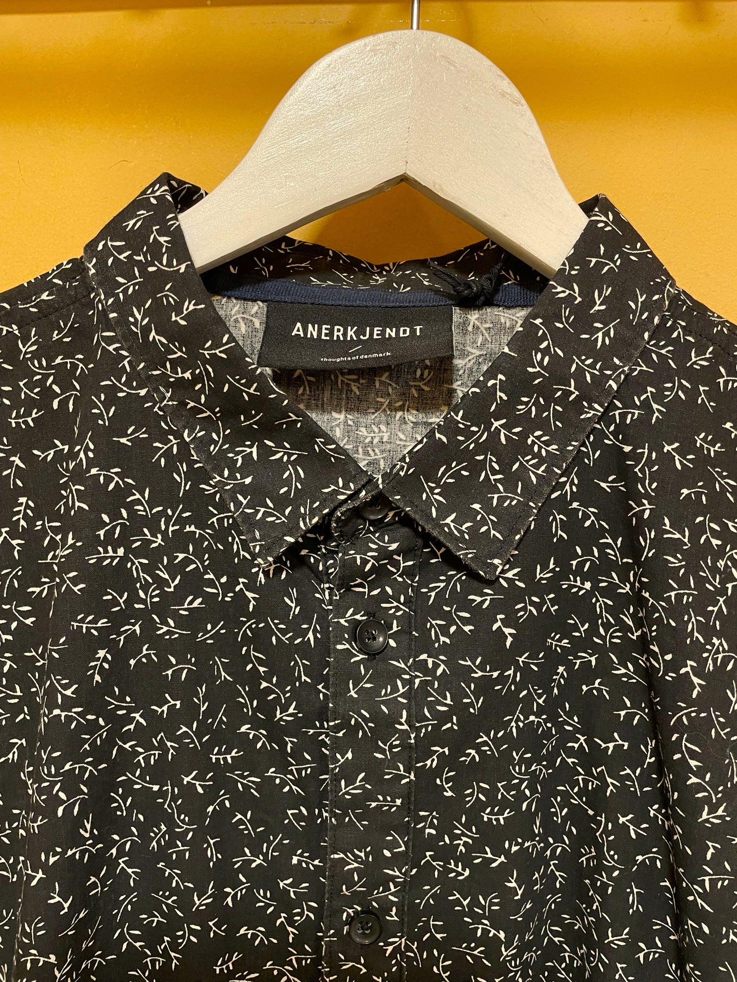 Stock, Εμπριμέ Ανδρικό Πουκάμισο ANERKJENDT σε Μαύρο (Large)