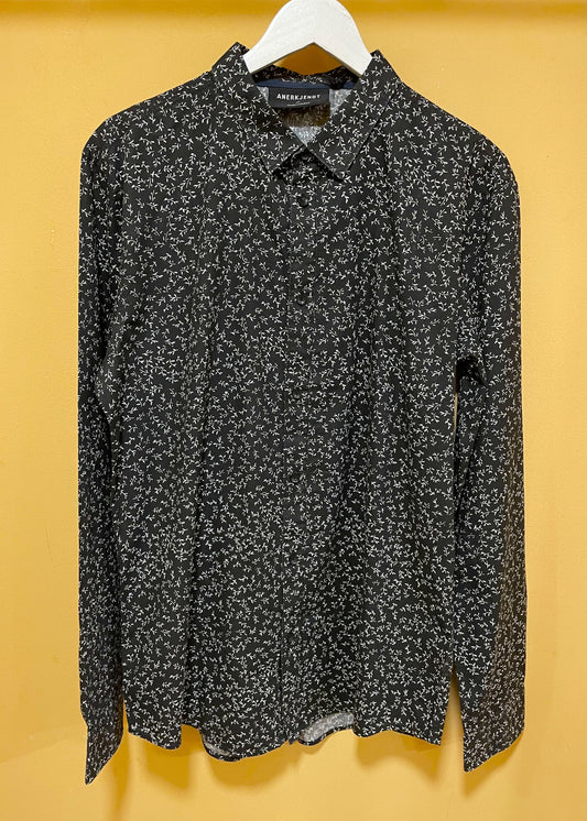 Stock, Εμπριμέ Ανδρικό Πουκάμισο ANERKJENDT σε Μαύρο (Large)