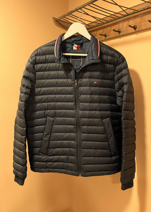 Γυναικείο Μπουφάν TOMMY HILFIGER με επένδυση από Πούπουλο σε Μαύρο-Μπλε χρώμα (Large)