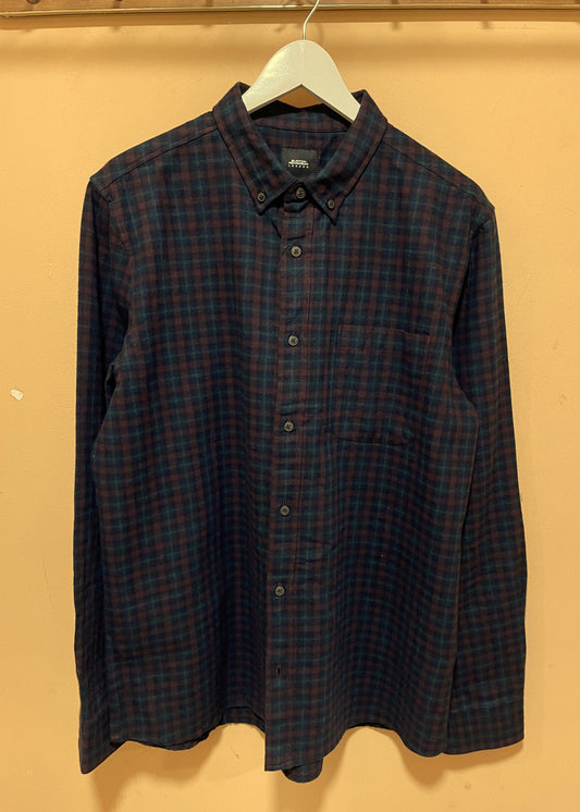 Stock Ανδρικό Πουκάμισο BURTON MENSWEAR London σε Σκούρο Μπλε - Μελιτζανί χρώμα (Large)