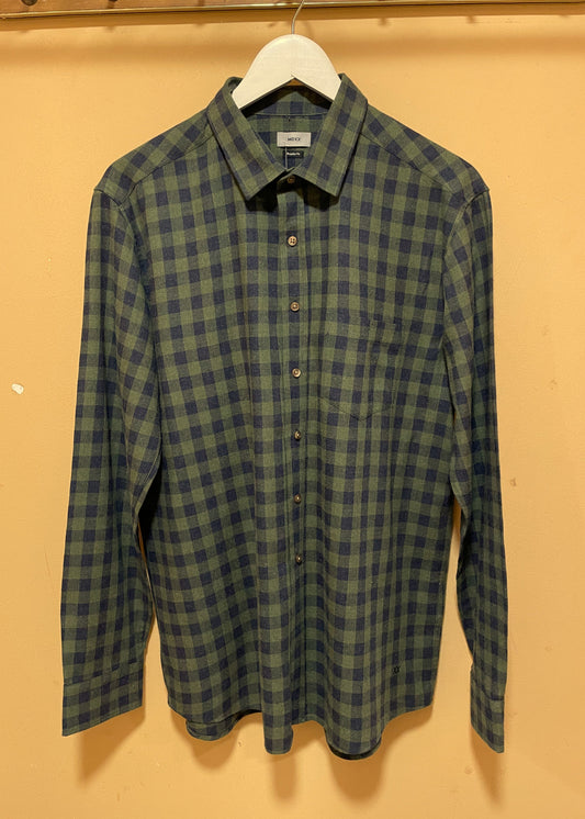 Καρό Ανδρικό Πουκάμισο MEXX Regular Fit σε Λαδί - Μπλε χρώμα (Large)