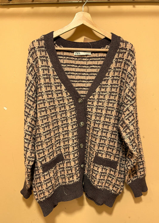 Πλεκτή Γυναικεία Ζακέτα ZARA σε Καφέ - Σάπιο Μήλο (Oversized M - Καλύπτει άνετα και L)