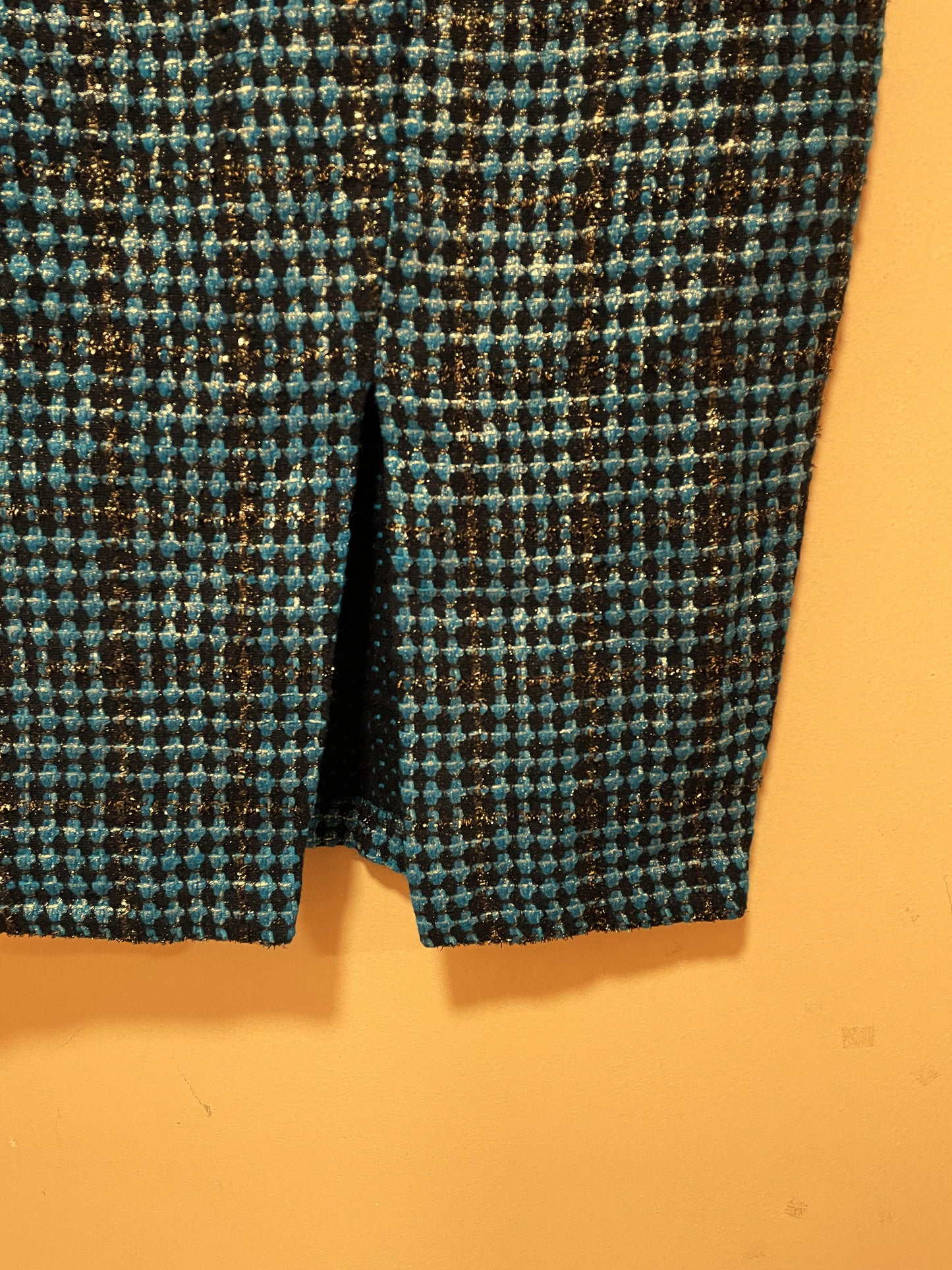 Lurex, Midi Φούστα RN London σε Μαύρο - Σιέλ χρώμα (Σχετικά άνετο Small)