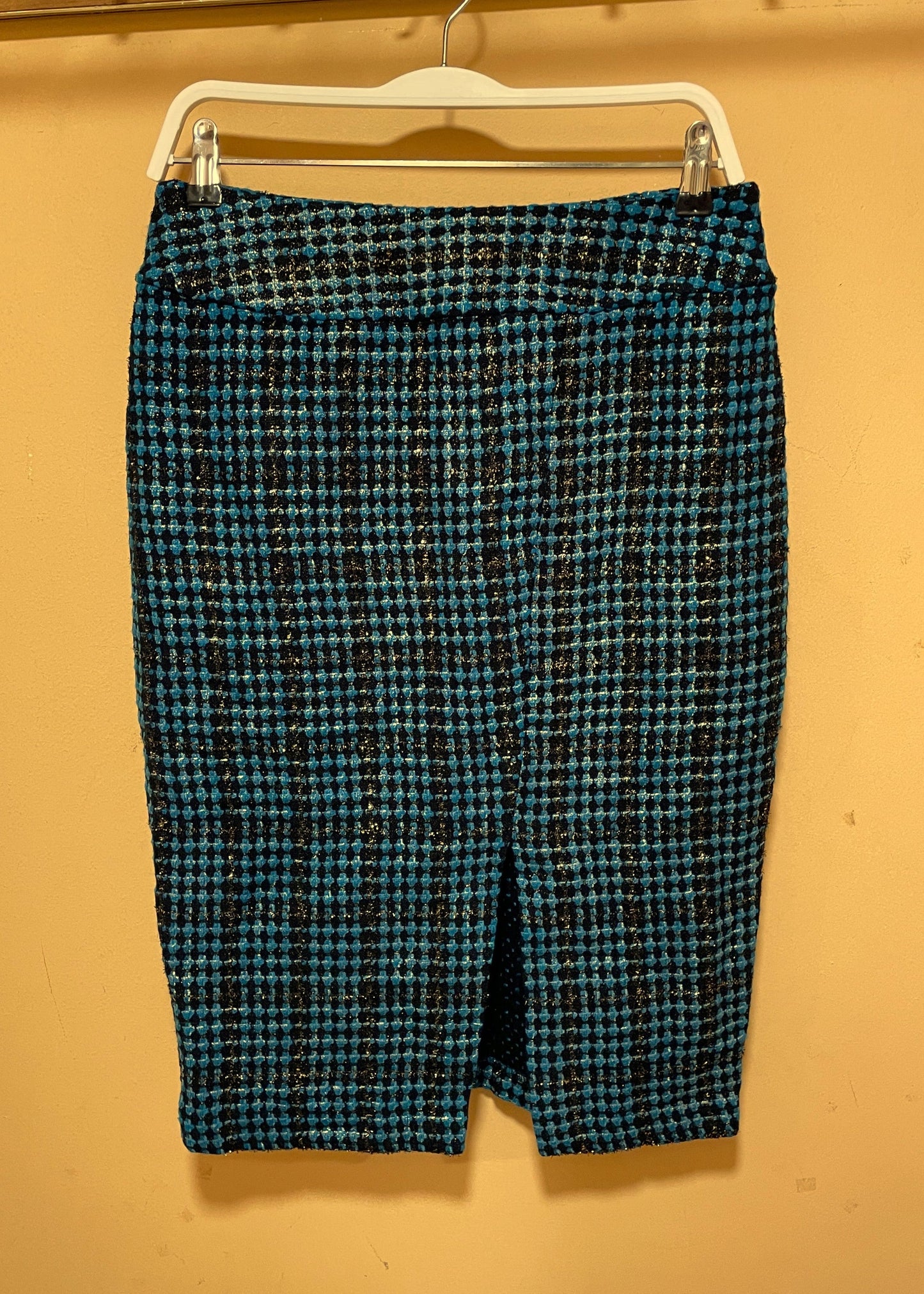 Lurex, Midi Φούστα RN London σε Μαύρο - Σιέλ χρώμα (Σχετικά άνετο Small)