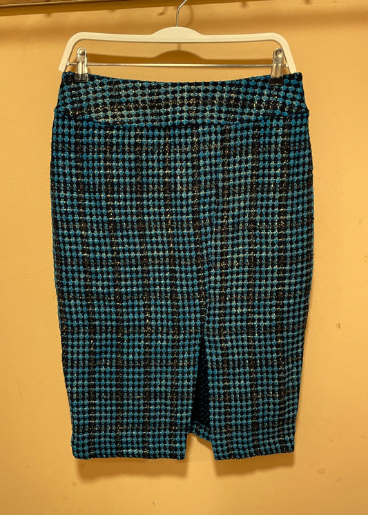 Lurex, Midi Φούστα RN London σε Μαύρο - Σιέλ χρώμα (Σχετικά άνετο Small)