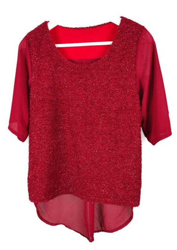 Γυναικεία Κοντομάνικη Μπλούζα FREE STYLE σε Μπορντό χρώμα (Medium)