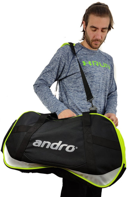 Ανθεκτική Αθλητική Τσάντα ANDRO σε Μαύρο χρώμα με Φλούο Ρίγες με λουρί