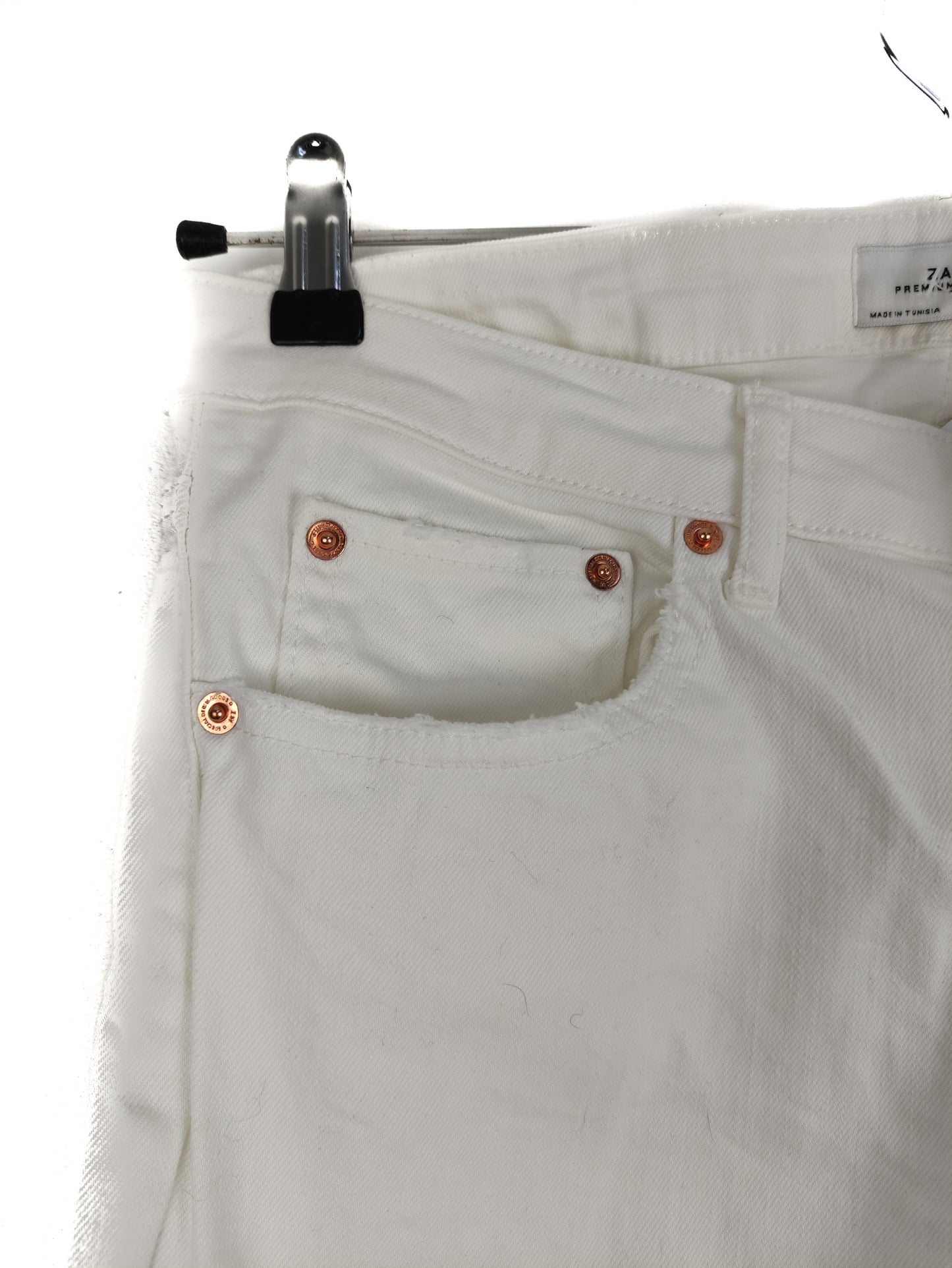 Γυναικείο Tζιν Παντελόνι ZARA σε Λευκό Χρώμα (Small)
