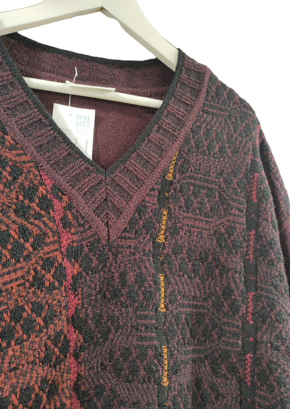 Vintage, Ανδρική πλεκτή Μπλούζα - Πουλόβερ RENATO CAVALLI σε Μπορντό Χρώμα (Large)