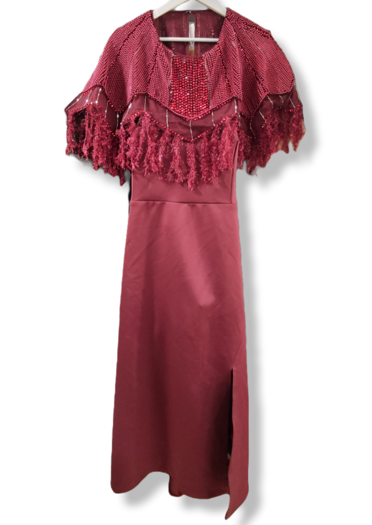 Vintage Φόρεμα με Πέρλες σε Μπορντό χρώμα (2XL)