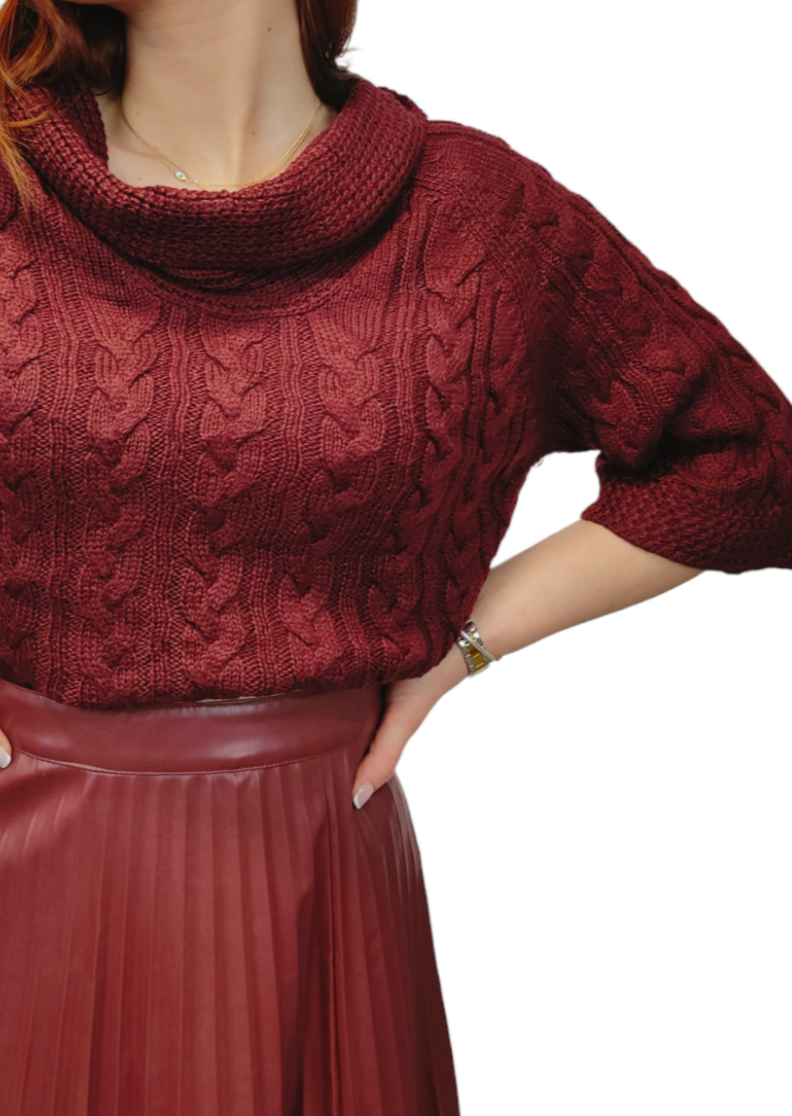 Πλεκτή Γυναικεία Μπλούζα COLDWATER σε Κεραμιδί - Μπορντό χρώμα (Medium)