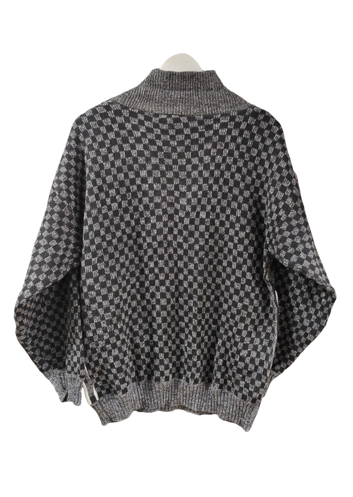 Vintage, Ανδρική Πλεκτή Μπλούζα - Πουλόβερ σε Γκρι - Μαύρο χρώμα (Large)