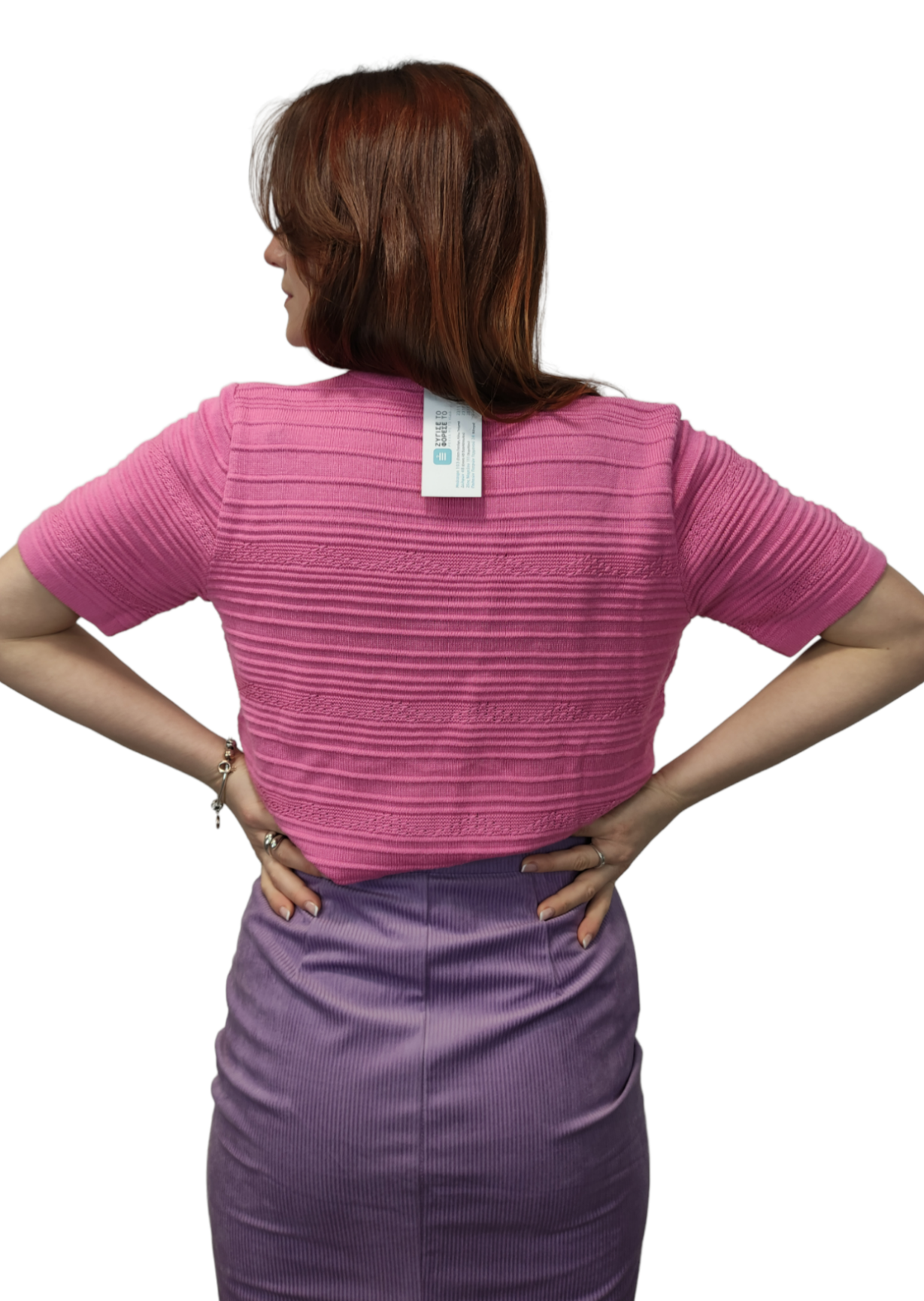 Κοντομάνικη, Γυναικεία Πλεκτή Μπλούζα SIXTH SENSE σε Ροζ χρώμα (Medium)