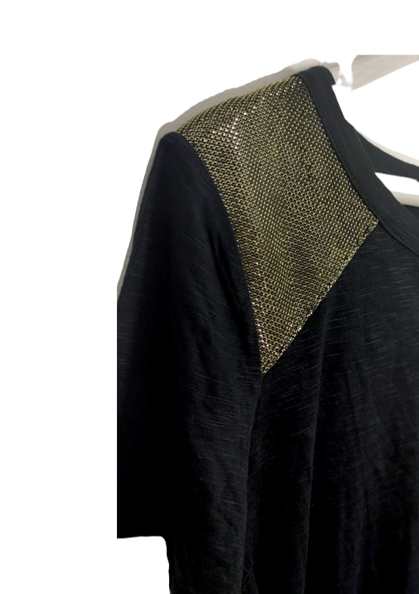 Stock Γυναικεία Κοντομάνικη Μπλούζα TOM TAILOR σε Μαύρο Χρώμα (Medium)