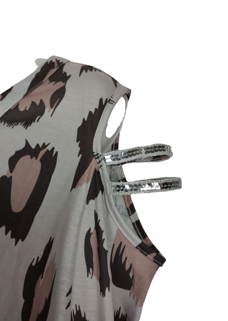 Γυναικεία Μπλούζα SHEILAY με Λεοπάρ Σχέδιο σε Γκρι ανοιχτό Χρώμα (Medium)