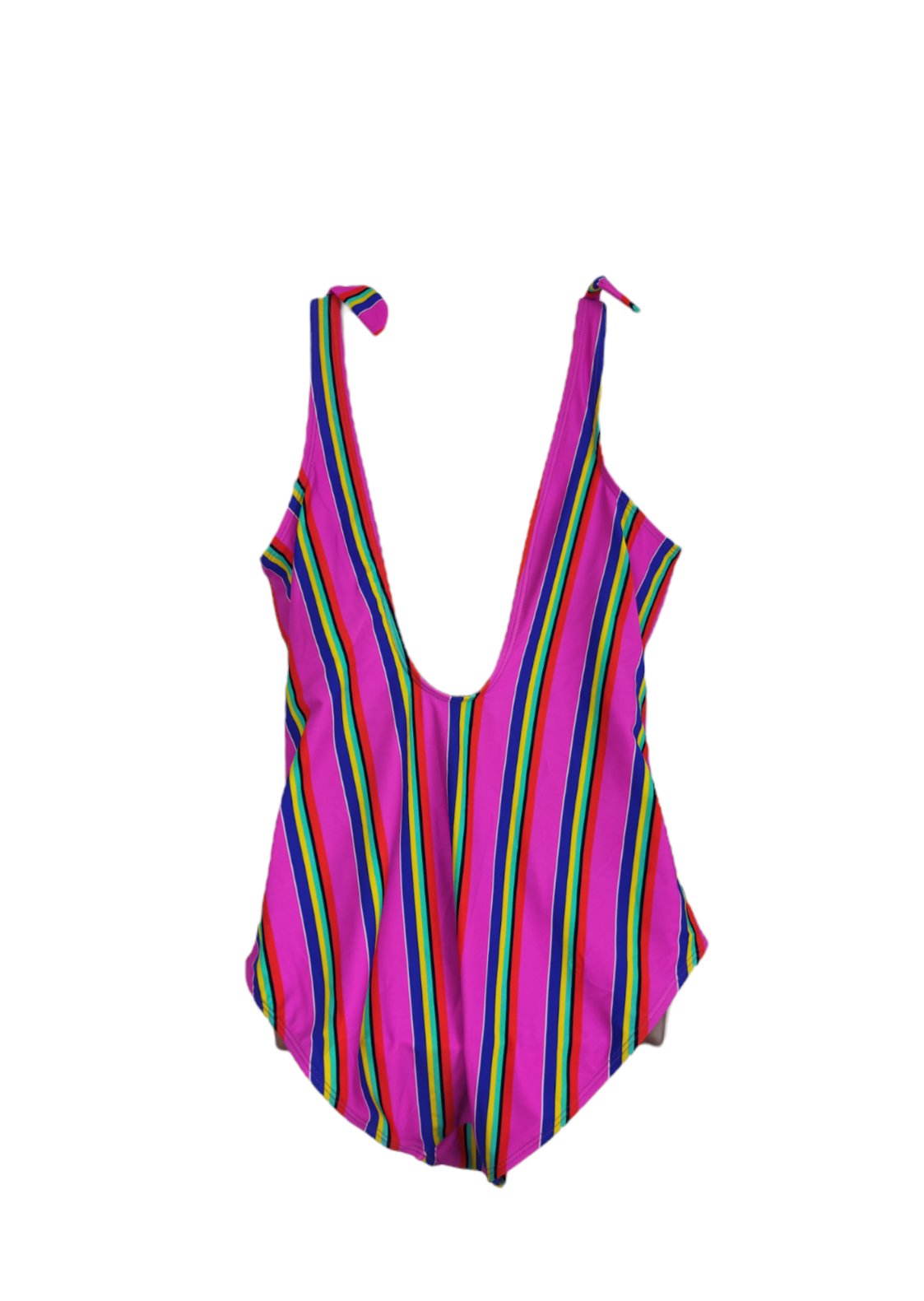 Ριγέ Γυναικείο Ολόσωμο Μαγιό με Φλούο χρώματα (XL/2XL)
